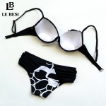 New 2017 Plus Large Size Push Up Bikini Set For Woman Brazilian Sexy Swimsuit Green Black Sexy Bathing Suit Brazilian Trikini