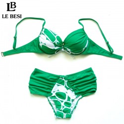 New 2017 Plus Large Size Push Up Bikini Set For Woman Brazilian Sexy Swimsuit Green Black Sexy Bathing Suit Brazilian Trikini