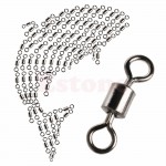 New Hot 100PCS Fishing Barrel Bearing Rolling Swivel Solid Ring LB Lures Connector 7 Size