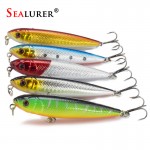 Pencil Fishing Lures 3D eyes 8CM 9G 6# Treble Hooks Plastic Wobbler Artificial Hard Bait Floating Surface Fishing Tackle