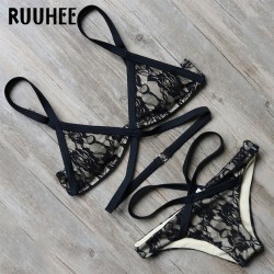 RUUHEE Bikini Swimwear Swimsuit Bathing Suit Women 2017 Sexy Lace Bikini Set Push Up Maillot De Bain Femme Beach Bandage Biquini