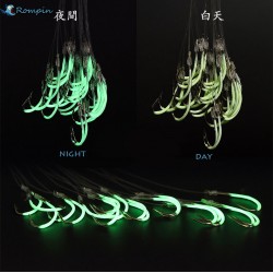 Rompin 2017 New Luminous Fishing hooks Authentic phosphorescent  barbed hook with fishing line