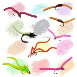 SAMS Fly Tying Materials Soft Lure Worm Body Trout Flies Artificial Fishing Lures Squirmy Wormy Silicone Maggot Grub Worms Baits