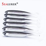 SEALURER Brand Jig Head Soft Lure 2.2g 7.5cm Fishing Shad Worm Bait Soft Lure Fly Fishing Bait Fishing Lures 6pcs/lot