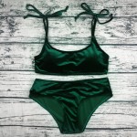 Sexy Brazilian Bikini 2017 Blue Velvet Swimwear Women Swimsuit Push up Biquini Halter Bikinis Set Bathing Suit Maillot De Bain