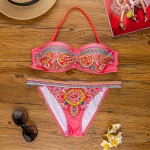 Sexy Women's Swimming Suit Underwire Push Up Bikini Set Two Pieces Retro Printed Bathing Suits Beach Swimsuits Swimwear