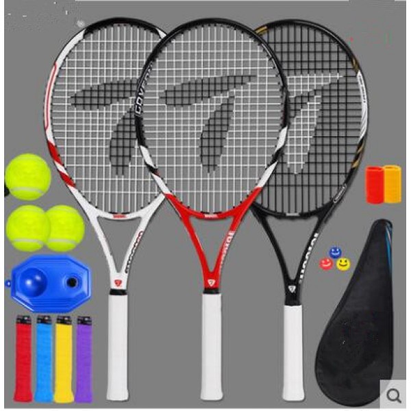 Single  beginner tennis racket Kit Genuine carbon one shot Professional Training