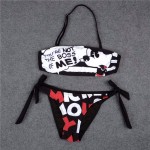 Strapless Letter Print Cartoon Bikini 2017 Mickey Swimwear Women Sexy Thongs Triangle Bikinis Swimsuit Padded Push up Bikini Set