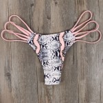 Strappy Bandage Snakeskin Pattern Bralette Swimsuit Women Swimwear Push Up Bikini 2016 Bathing Suit Brazilian Sexy Biquini E631 