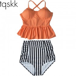 TQSKK 2017 New Bikinis Women High Waist Swimsuit Push Up Bikini Set Swimwear Female Halter Top Beach Wear Bathing Suits Dress XL