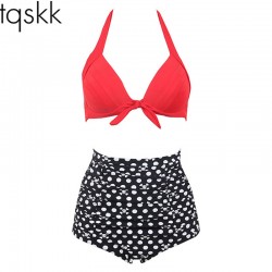TQSKK 2017 New Retro Bikinis High Waist Swimsuit Female Swimwear Women Plus Size Bikini Set Bathing Suits Printed Floral Biquini