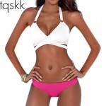 TQSKK 2017 Sexy Criss Cross Bikini Brazilian Bandage Swimsuit Women Push Up Swimwear Bikini Set Wrap Top Bathing Suits Biquini