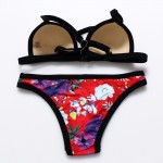 Trangel 2017 Colorful Sexy Bikini Floral Print Bikini set Halter Swimwear Women Bandage Swimsuit Low Waist Padded Bathing suit 