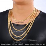 U7 Classic Snake Chain Bracelet And Necklace Set For Men Gift Wholesale Trendy African Dubai Silver/Gold Color Jewelry Sets S374