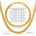 U7 Classic Snake Chain Bracelet And Necklace Set For Men Gift Wholesale Trendy African Dubai Silver/Gold Color Jewelry Sets S374