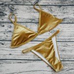 Velvet Bikini 2017 Sexy Micro Bikinis Women Swimsuit Bandage Swimwear Halter Top Brazilian Bikini Set Beach Bathing Suit Biquini