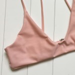Vertvie Sexy Bikini Set Halter Flesh Pink Strap Push Up Swimwear Green Leaf Pattern Bottom Swimsuit Women 2017 New Summer Beach