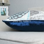 Vintage Blue Geometric Linen Cotton Pillow Fish And Sheep Home Decor Cushion Decorative Throw Pillows 45X45CM cushion wholesale 