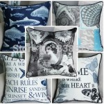 Vintage Blue Geometric Linen Cotton Pillow Fish And Sheep Home Decor Cushion Decorative Throw Pillows 45X45CM cushion wholesale 
