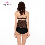 Vintage Retro Tankinis Set Newest Swimwear Top Halter Crochet Lace Swimsuits Women Push Up Tankini Sexy Bathing Suits