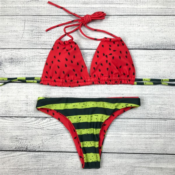 Watermelon  New Print Swimwear Bandage Bikini 2017 Sweety Beach Swimwear Women Swimsuit Bathing Suit Brazilian Bikinis Biquini