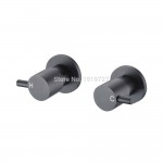 Wels Matt Black Shower Mixer Hot & Cold Twin Tap Wall Assembly Set For Bathroom Round 1/4 Turn Twin Taps Set Bath Wall Mount