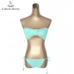 Women Bandeau Crochet Bikini Swimwear Knitted Bikini Set Hollow Crochet Swimsuit Summer Bandage Beach Wear Weave Biquini