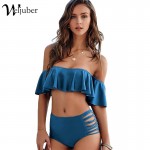 Women Bikini Set 2017 New Padded Lotus Leaf Bikinis Sexy Push Up Swimwear Female Swimsuit Bathing Suit Brazilian Bandage Biquini