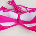 Women Black Sexy Swim Wear Solid Swimwear Brazilian Bikini Big Bow Bandeau Beach Wear Halter Swimsuit Push Up Bathing Suit