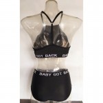 Women high waist bikini set baby got back letter print swimsuit padded bathing suit Beach swimming suit for ladies female monoki