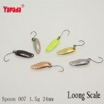 YAPADA Spoon 007 Loong Scale 1.5g 24mm 6pcs/lot Multicolor Metal Spoon Fishing Lures