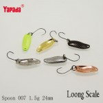 YAPADA Spoon 007 Loong Scale 1.5g 24mm 6pcs/lot Multicolor Metal Spoon Fishing Lures