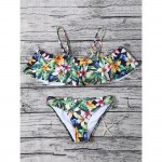 ZAFUL 2017 Women Sexy Off The Shoulder Floral Print Flounce Bikini Set Swimsuit Bathing Suit Biquinis Maillot De Bain Swimwear