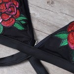 ZAFUL Bikini Set 2017 Women Rose Embroidery Swimwear Sexy Thong Bottom Biquini Swimsuit Bathing Suit Bikini Maillot De Bain