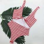 brazilian 2017 Bathing suit women maillot de bain Two-Piece Sexy Swimwear Set Striped Gold Patchwork Hand knitting Design Bikini