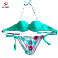 hot sale floral print bikini bandeau top sexy bikini women swimwear multi color biquinis brazilian new style swimsuit