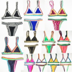 women handmade crochet swimsuit 2016 Hot Swimwear Underwire Low Waist lady swimsuit Sexy Single knit Bikinis H15002