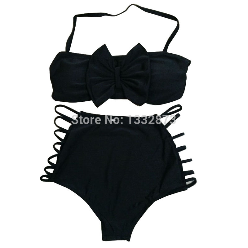 -New-Sexy-Women-Bow-Bandeau-High-Waist-Side-Bandage-Bikini-Swimwear-Swimsuit-Size-S-XL-EA14-32636892499