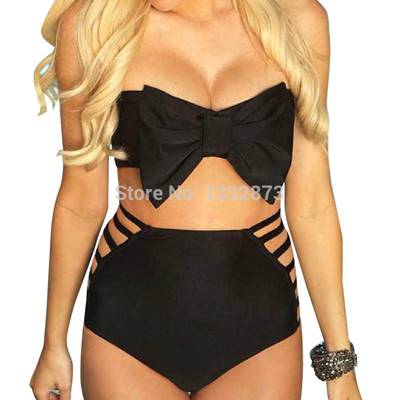 -New-Sexy-Women-Bow-Bandeau-High-Waist-Side-Bandage-Bikini-Swimwear-Swimsuit-Size-S-XL-EA14-32636892499