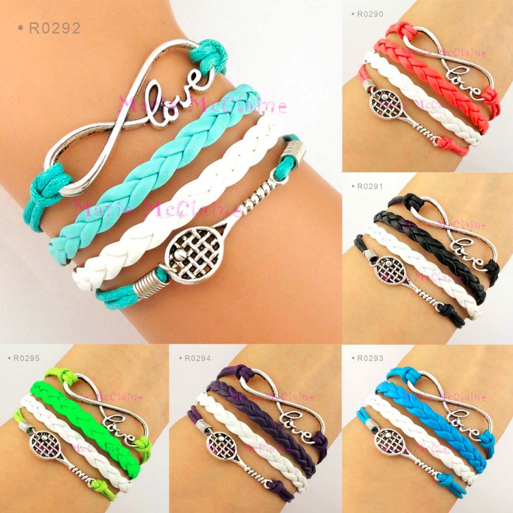 10-pieceslot-Infinity-Love-Tennis-Bracelet-Badminton-Bracelet-Tennis-Racket-Racquet-Bracelet-Blue-Bl-32334709186