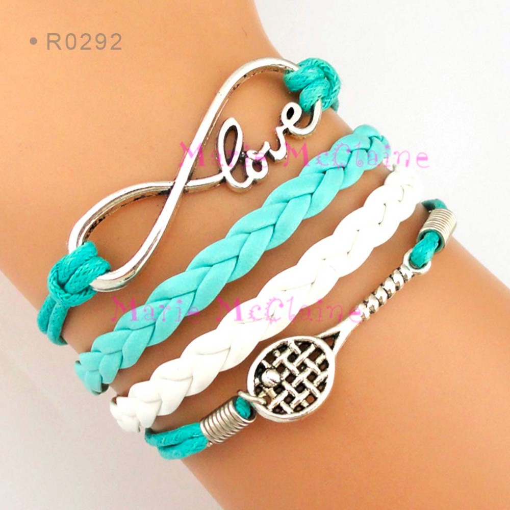 10-pieceslot-Infinity-Love-Tennis-Bracelet-Badminton-Bracelet-Tennis-Racket-Racquet-Bracelet-Blue-Bl-32334709186