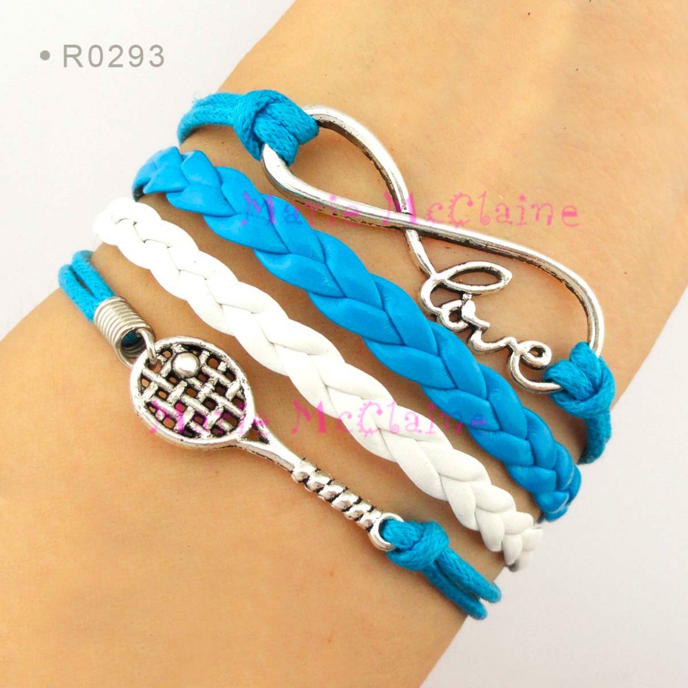 10-pieceslot-Infinity-Love-Tennis-Bracelet-Badminton-Bracelet-Tennis-Racket-Racquet-Bracelet-Blue-Bl-32334709186