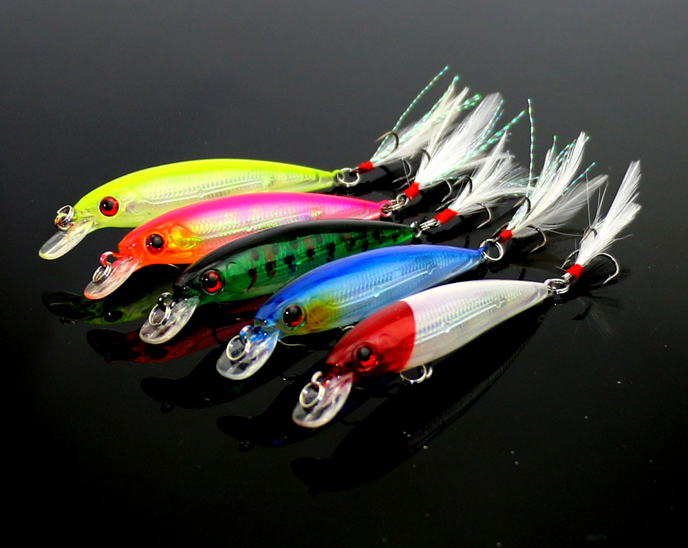 100PCS-Isca-Artificial-Hard-Bait-8G-9CM-6-Feather-Hook-Wobbler-Laser-Minnow-Fishing-Lures-Tackle-32579747528