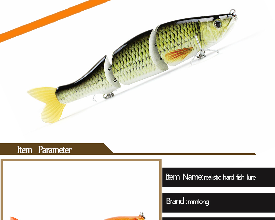 65quot48g--New-Pike-Fishing-Lure-Artificial-Fish-Bait-3-Segment-Crankbait-Lifelike-Swimbait--VMC-Hoo-32606903293