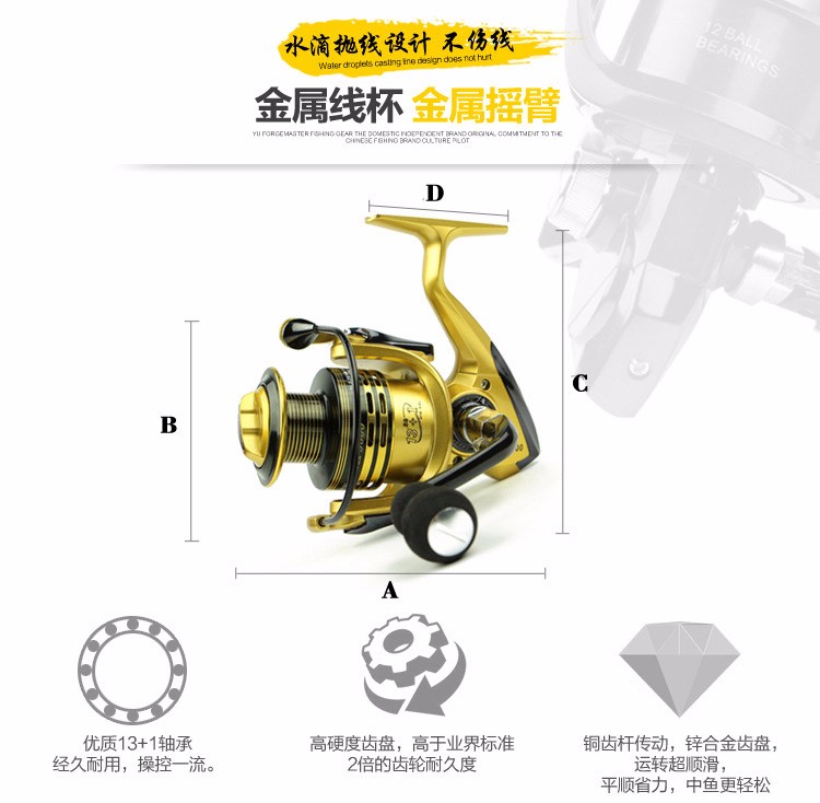 All-metal-arm-131BB-spinning-fishing-reel-EVA-Handle-fishing-reels-3-colors-1000-7000-series-Gapless-32674768249