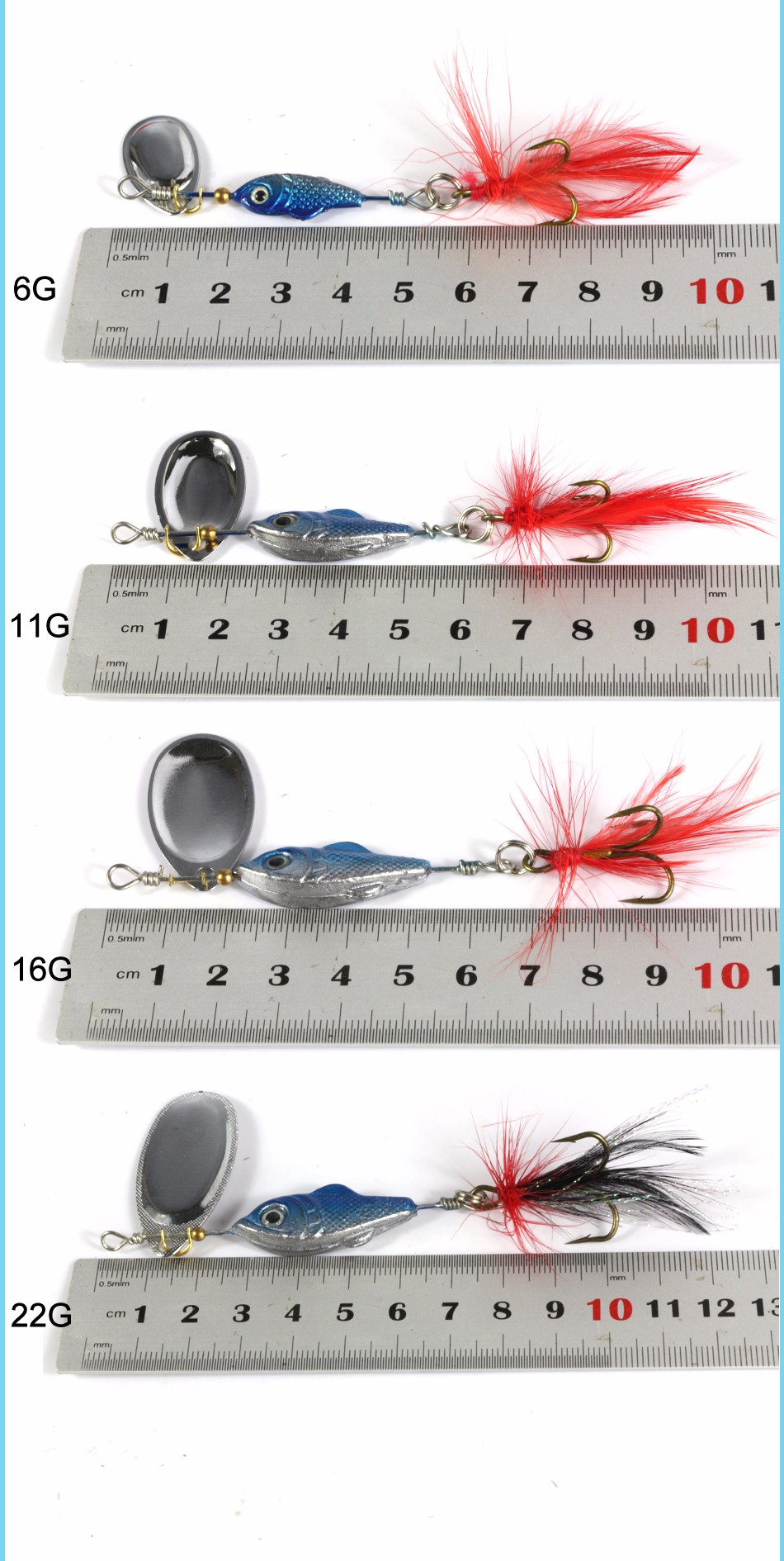 DAGEZI-Blue-Metal-Sequins-Fishing-Lure-Spoon-Lure-with-Feather-Noise-Paillette-Hard-Baits-with-Trebl-32713611315
