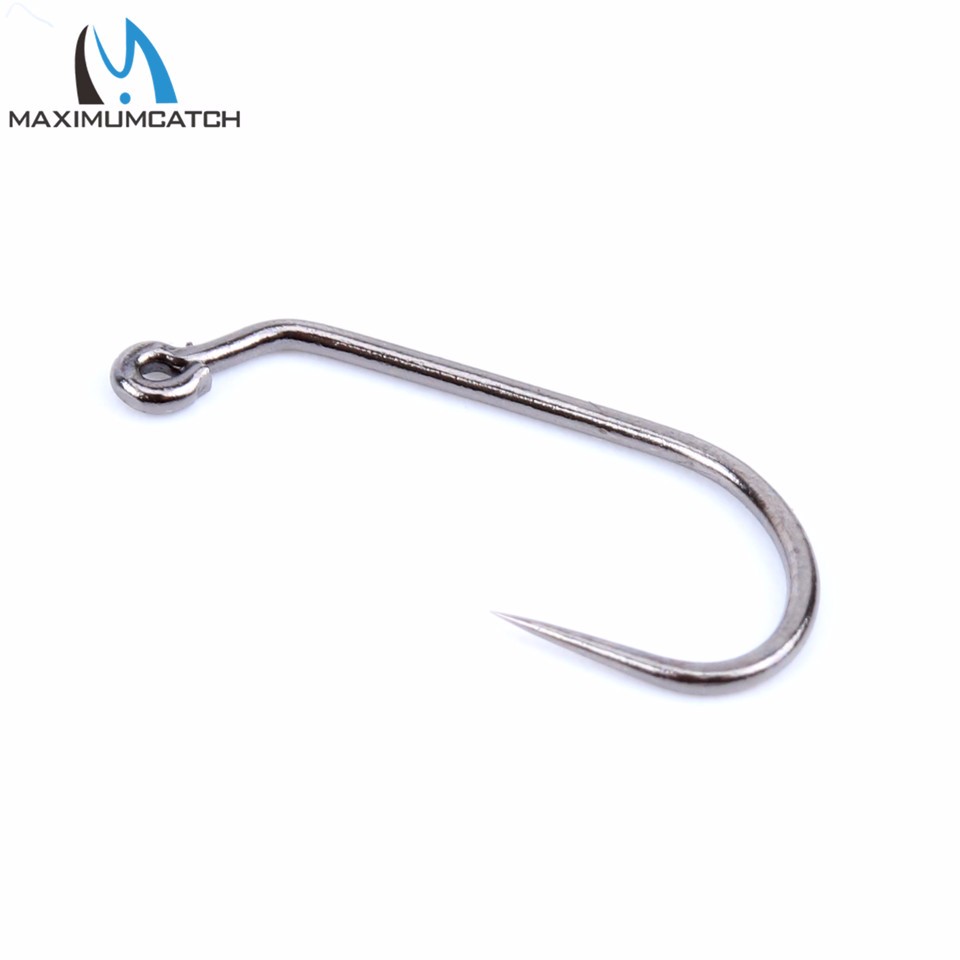 Maximumcatch-Fly-hook-100pcslot-Fish-Friendly-Barbless-Jig-Hooks-Forged-Black-Nickle-MC-5220-12-14-1-32764683800