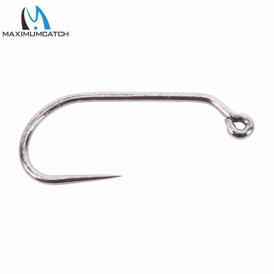 Maximumcatch-Fly-hook-100pcslot-Fish-Friendly-Barbless-Jig-Hooks-Forged-Black-Nickle-MC-5220-12-14-1-32764683800