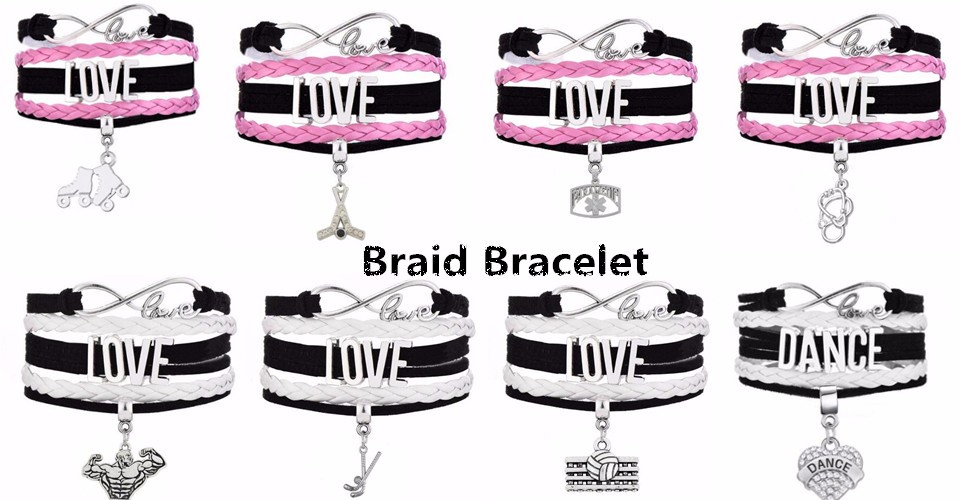 New-Arrival-Infinity-LOVE-Connect-With-Badminton-Racket-Fitness-Circle-Charm-Black-Pink-Multi-layer--32769468625