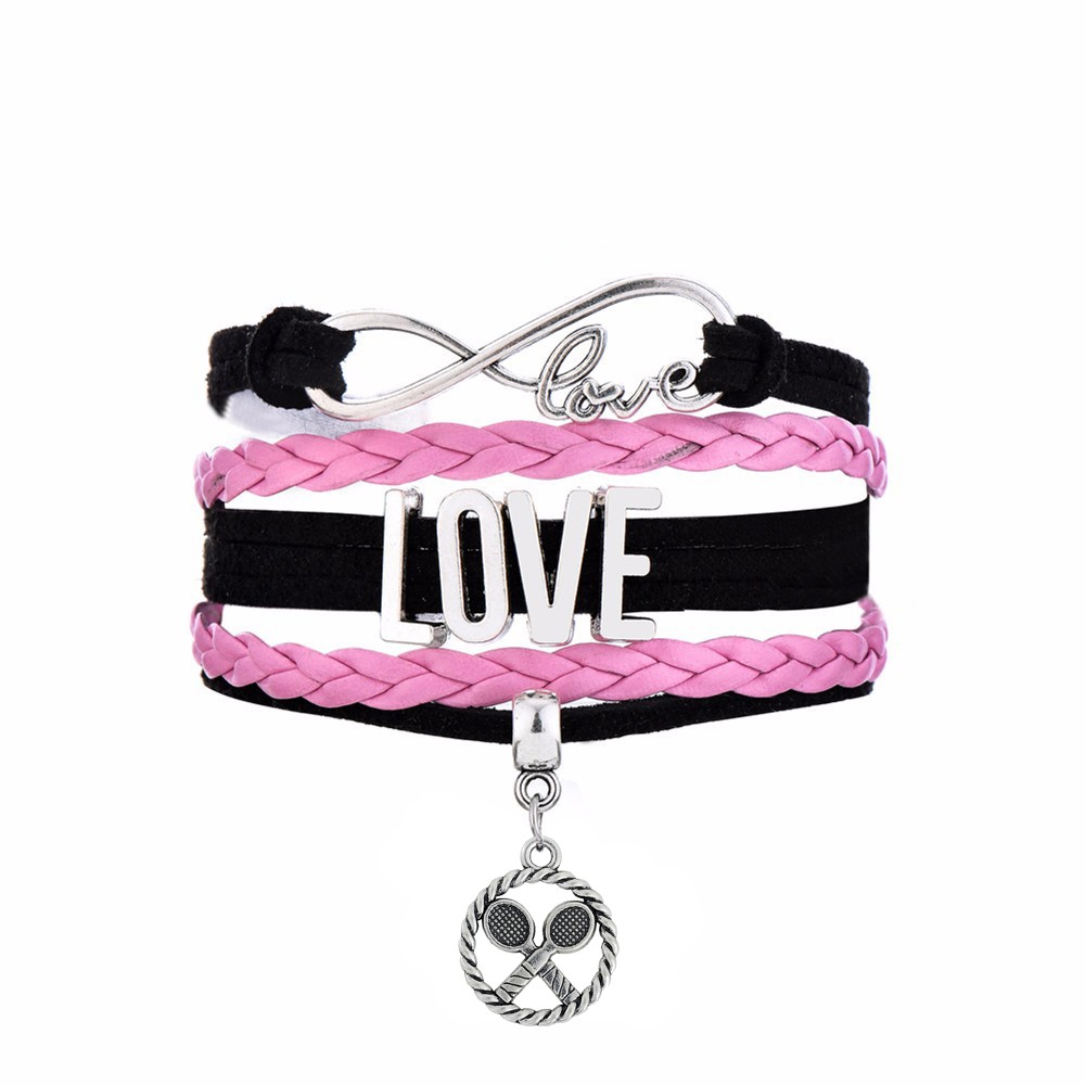 New-Arrival-Infinity-LOVE-Connect-With-Badminton-Racket-Fitness-Circle-Charm-Black-Pink-Multi-layer--32769468625